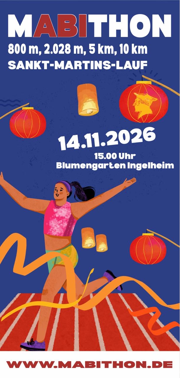 Marathon Poster mit Läuferin und Laternen&nbsp;
